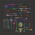 Cold weapons Sword Sword Sword Sword Axe Hook Fork Spear Trident Melee Weapon Military 3d model