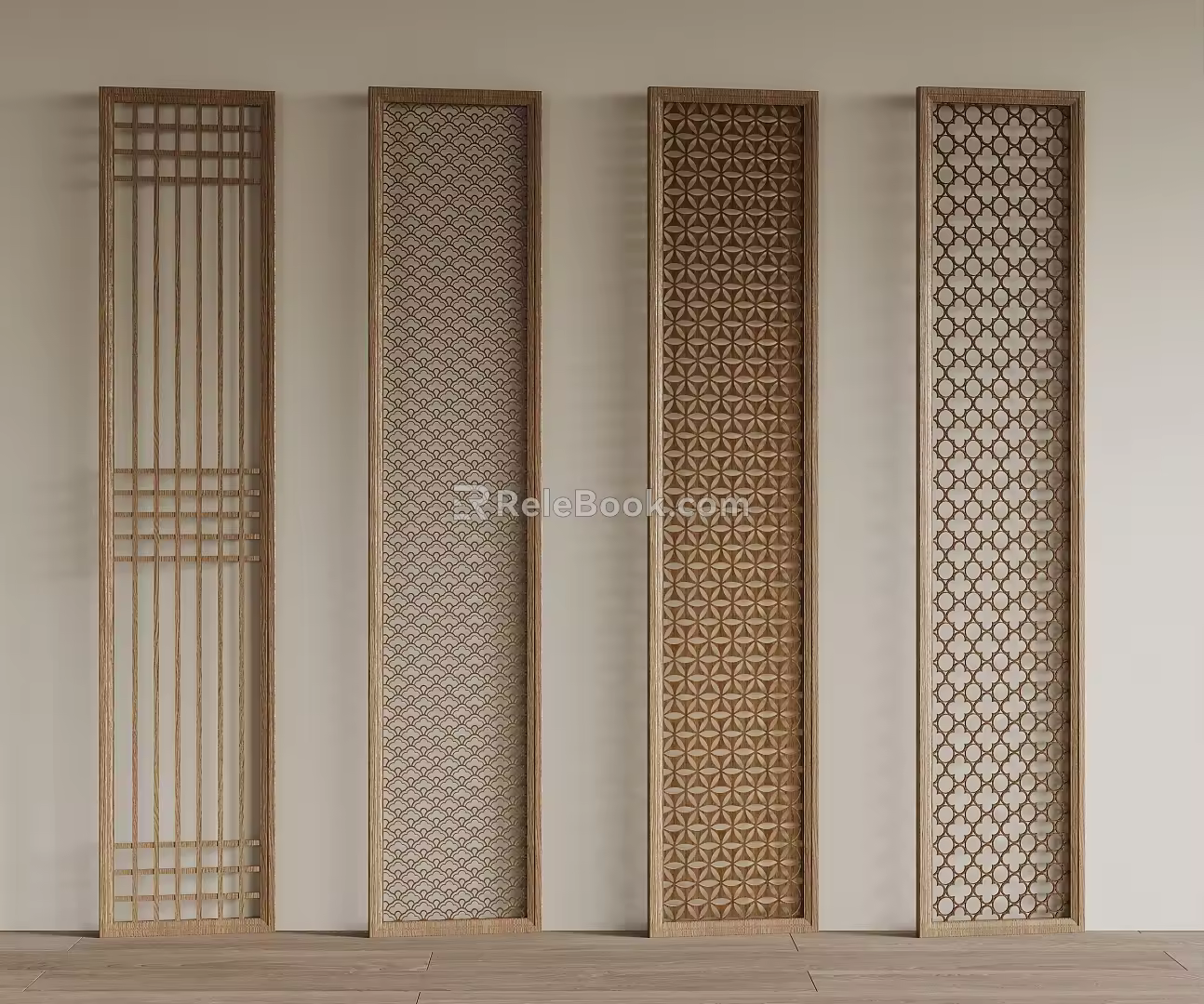 New Chinese style lattice partition 3d model