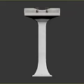 Elegant White Pedestal Sink With Double Faucets Modern Bathroom Fixture Design