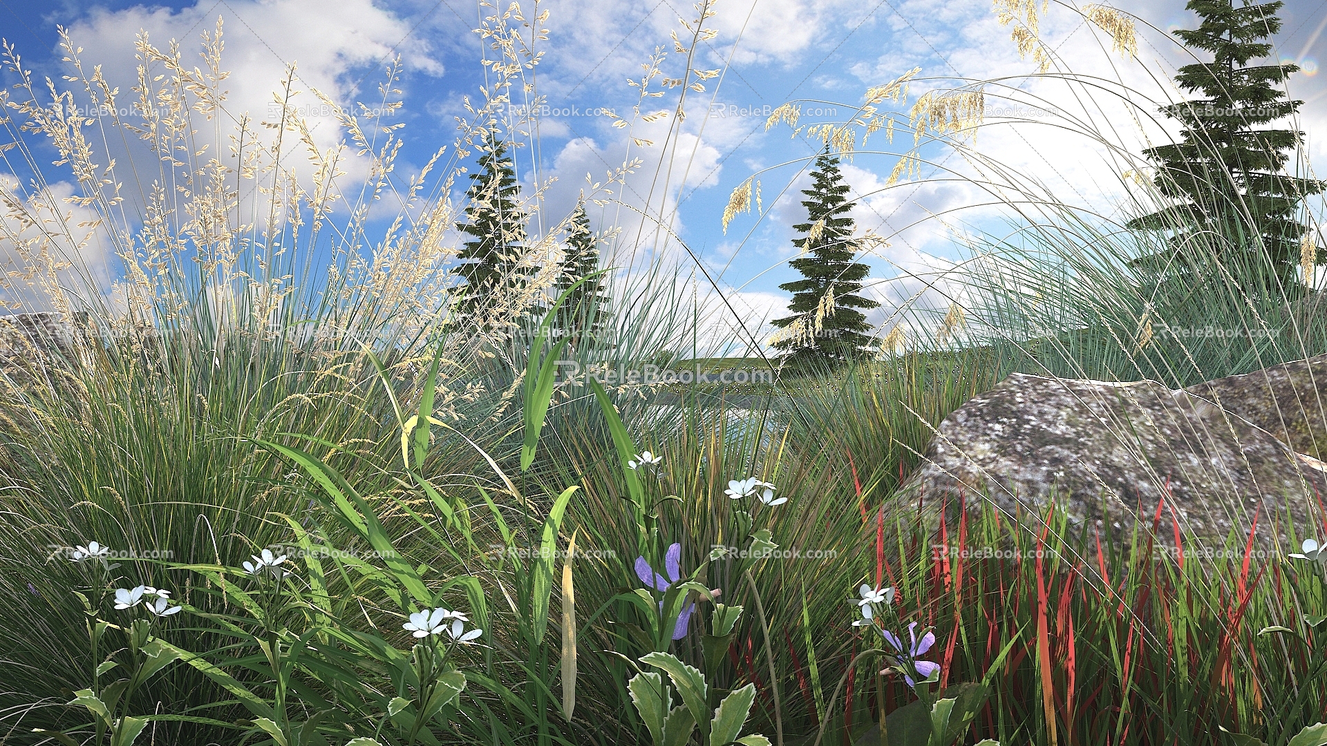 Modern flowers and plants combination landscape shrub shrub plant combination natural landscape 3d model