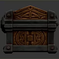 Wooden Storage Chest With Carved Patterns And Metal Accents For Household Use