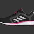 Black Sports Shoes With Pink Accent And White Stripes Modern Casual Design