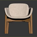 Light Pink Upholstered Chair Featuring Curved Backrest Armrests Wooden Legs And Minimalist Design