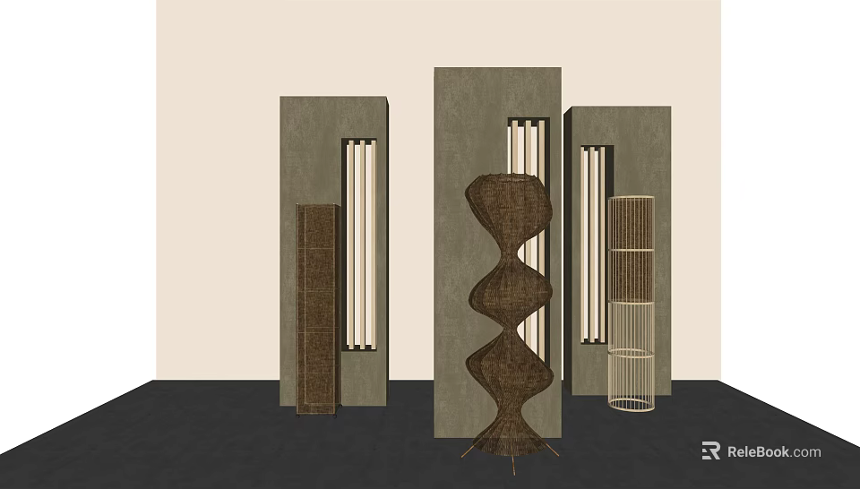 Modern Spiral Design Floor Lamp Display with Various Styles and Textured Finishes 3d model 