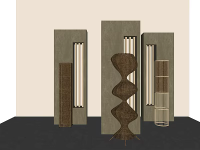 Modern Spiral Design Floor Lamp Display with Various Styles and Textured Finishes 3d model