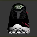 Black Sporty Sneakers With White Sole Red Worldwide Text And Green Accents Air Cushion Design