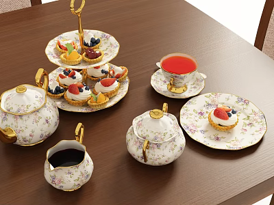Modern Tableware Porcelain Food 3d model