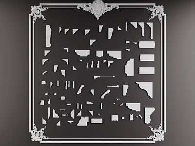 Intricate Gypsum Cornice Molding Design With Ornamental Frame For Home Decor 3d model