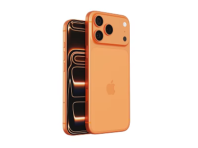 Orange Apple Smartphone Back Design With Camera System And Glossy Finish 3d model