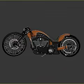 Custom Orange And Black Motorcycle With Unique Spoke Wheels And Streamlined Body