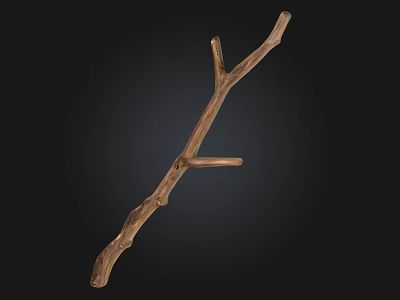 Unique Rustic Stone And Wood Branch Sculpture With Natural Design Elements 3d model