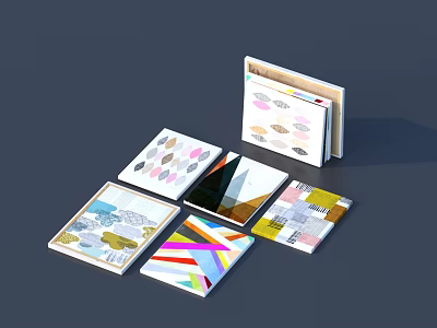 Colorful Notebooks With Artistic Patterns And Open Pages Displaying Creative Designs 3d model