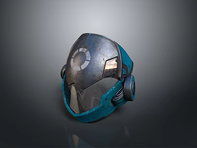 Weapon Helmet With Blue Black Metallic Finish For Combat Protection Gear 3d model