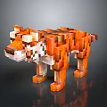 Minecraft Style Pixel Art Tiger Character 3D Model Design And Details 3d model