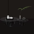 Modern Coffee Table With Glass Top And Black Marble Legs For Living Room Decor