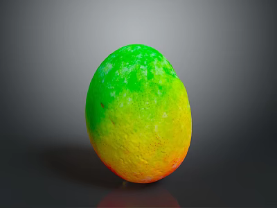 Colorful Gradient Egg With Green Yellow Orange Hues And Textured Surface On Gray Background 3d model