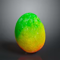 Colorful Gradient Egg With Green Yellow Orange Hues And Textured Surface On Gray Background