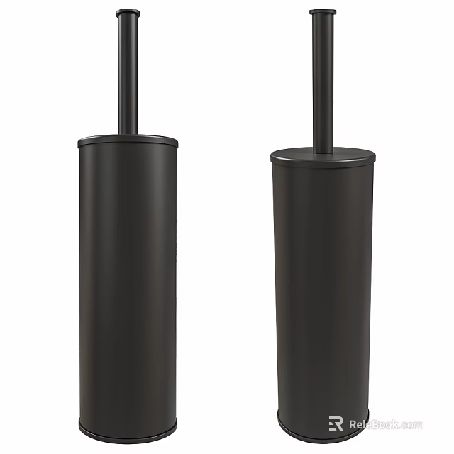 Black Cylindrical Toilet Brush Holders Set of Two Modern Bathroom Accessories 3d model 