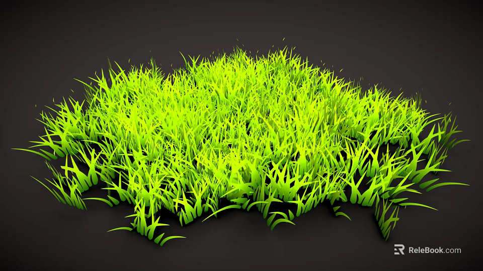 Vibrant Green Lush Grass With Natural Leaf Texture On Dark Background 3d model