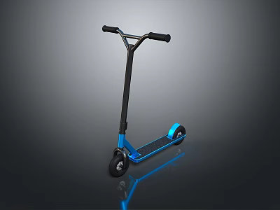 Kids Blue Scooter With Black Handlebar And Blue Wheels For Outdoor Fun 3d model