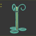 Ornate Metal Stand With Curved Top And Colorful Vertical Bar Three Stone Bases