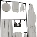 Modern Bathroom Accessories With Hanging Towels Storage Racks And Toiletries Mirror