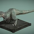 Realistic T Rex Dinosaur Model Standing With Open Mouth And Stone Base