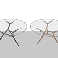Modern Oval Coffee Table With Glass Top And Branch Like Black Copper Metal Base