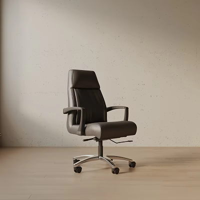 Black Leather Office Chair With Adjustable Arms And Swivel Wheels For Modern Workspace 3d model