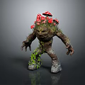 Mythical Earth Creature With Moss Covered Body Red Mushrooms On Head And Green Vines