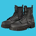 Black Leather Lace Up Boots With Thick Sole For Casual Style