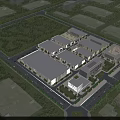 Aerial View Of Modern Industrial Factory Complex With Greenery And Roads
