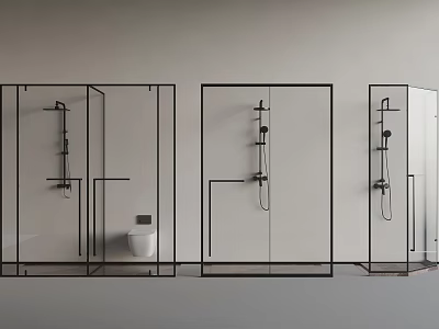 Modern Bathroom Design With Glass Shower Enclosures And Toilet Fixtures 3d model