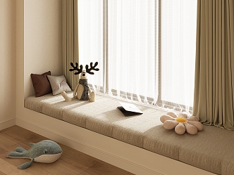 Modern Bay Window Tatami Bay Window Cushion Curtain Pillow Toy Doll 3d model