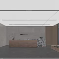 Modern Minimalist Office Reception Area With Patterned Marble Counter And Elegant Business Interior Design