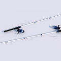 White Fishing Rods With Blue Black Reels And Blue Markings For Outdoor Use