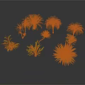 Diverse Collection of Various Plants Including Palm Trees Ferns and Leafy Greens on White Background