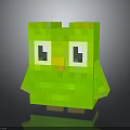 Cute Pixelated Green Bird Character With Big Eyes And Yellow Beak