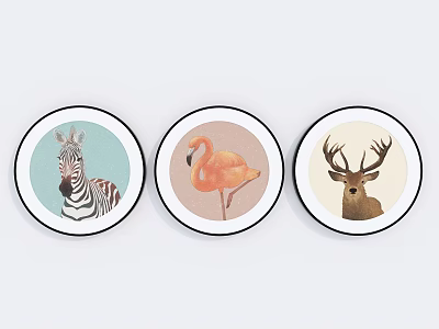 Nordic Round Frame Painting Round Decorative Painting Hanging Painting 3d model