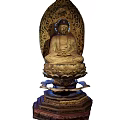 Traditional Wooden Buddha Sculpture Carving With Seated Posture And Lotus Pedestal