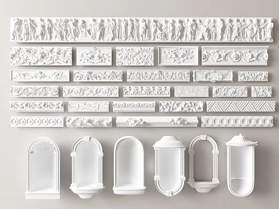 Ornate Carved Relief Patterns With Intricate Details For Architectural Decorative Trim And Moldings 3d model