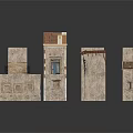 Stone Building Models With Various Styles Windows Doors And Roof Designs In Beige Brown Colors