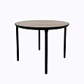 Modern Minimalist Round Dining Table With Light Colored Surface And Black Legs