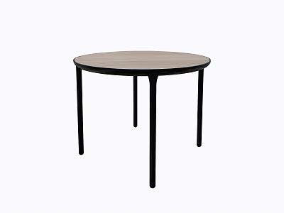 Modern Minimalist Round Dining Table With Light Colored Surface And Black Legs 3d model
