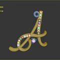 Elegant Gold Letter A Brooch Accessory with Sparkling Diamonds and Intricate Design