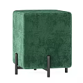 Modern Upholstered Ottoman Footstool With Black Metal Legs In Various Colors