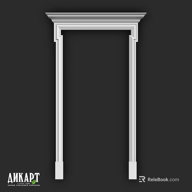 White Decorative Door Frame With Ornate Molding On Black Background 3d model 