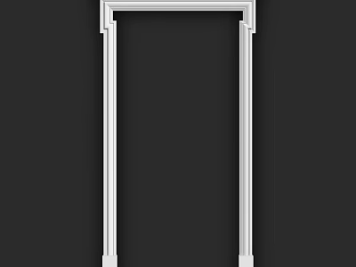 White Decorative Door Frame With Ornate Molding On Black Background 3d model