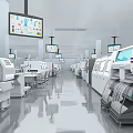 Modern Automated Manufacturing Facility With White Machinery Digital Screens And Bright Floors