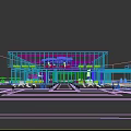 Modern Sales Center Building With Glass Curtain Wall Open Space Marble Flooring And Surrounding Greenery